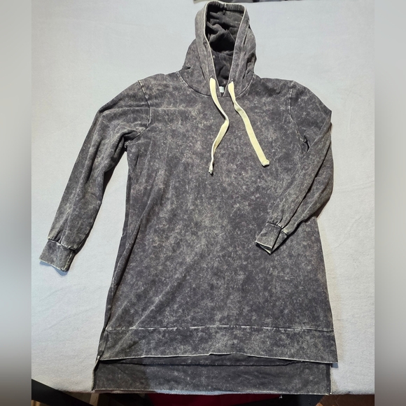 Zenana Mineral Hooded Sweatshirt Dress with Drawstrings Size XL PTP 27 Length 35 - Picture 2 of 5